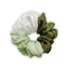 Green Triple Tone Satin Scrunchies