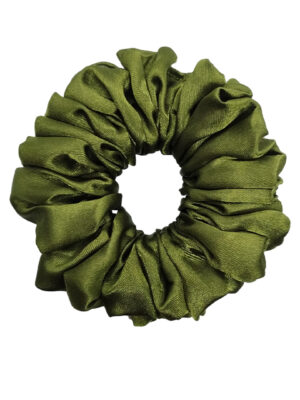 Green Satin Scrunchies