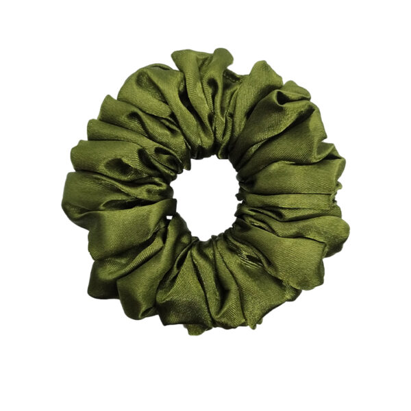 Green Satin Scrunchies